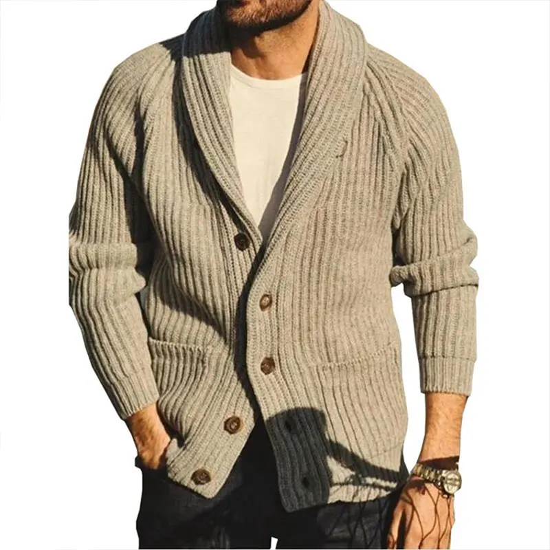 

Button Essential High Quality Loose Long Sleeve Sweater Autumn Men's Knitwear Solid Color Cardigan Sweater Fashion Wardrobe