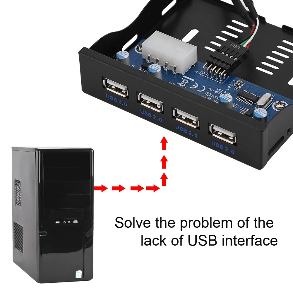 플로피 프론트 패널 프론트 패널 확장 USB2.0 플로피 프론트 패널 3.5인치 플로피 베이 9핀-4 인터페이스 USB 2.0 허브