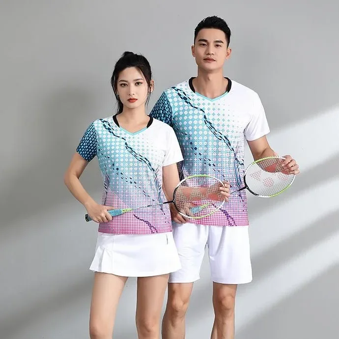 Men's Women's Quick Dry Breathable Sweat Absorbent Sports Casual Fitness Badminton Shirt Top Lightweight Mesh Fabric