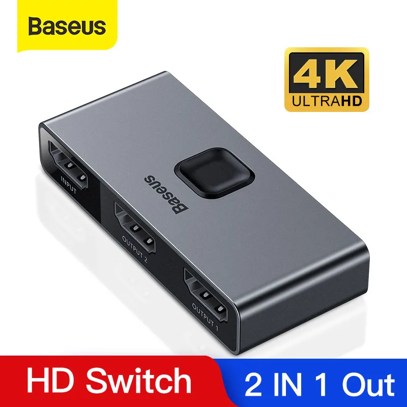 

Baseus 4K HD Switch HDMI-compatible Splitter 1x2/2x1 Video Adapter For Coumptuer PS5 TV BOX 2 In 1 Out Bi-Direction HD Switcher