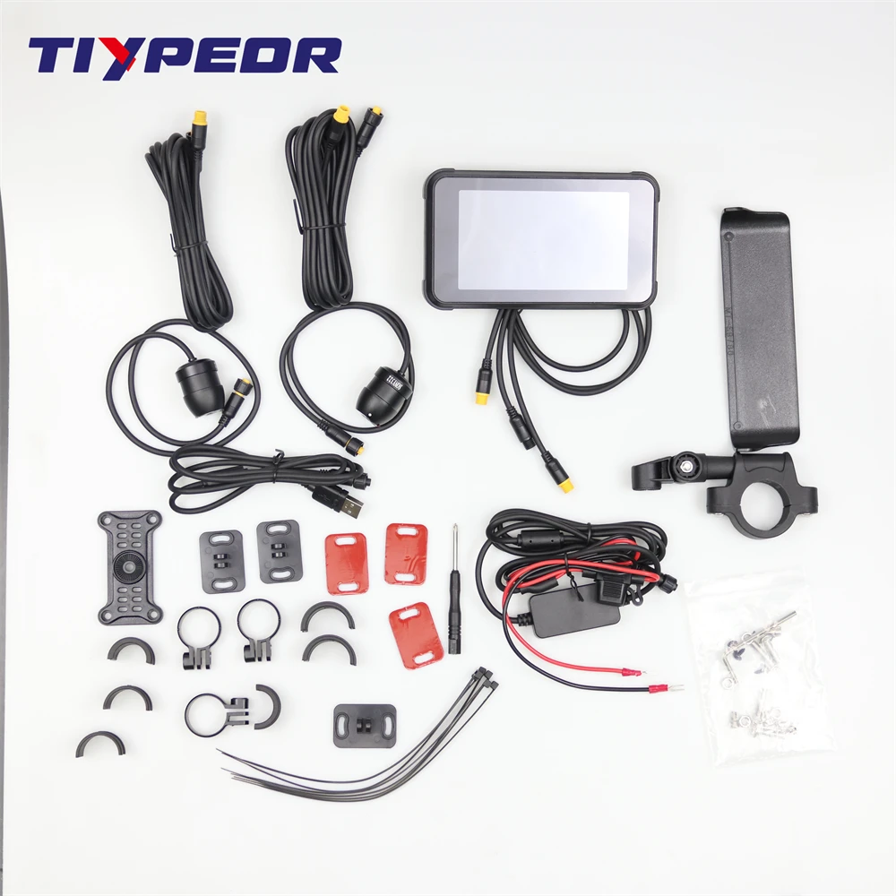TIYPEOR 5 inch Motorcycle Carplay DVR Dual Lens Recording Navigation Waterproof Display Screen Portable Wireless Android Auto