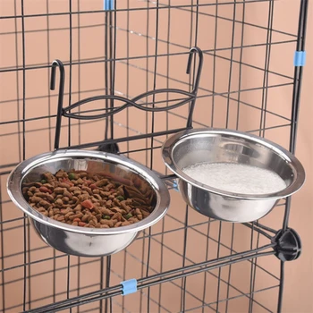 Stainless Steel Dual Hanging Pet Bowls 1