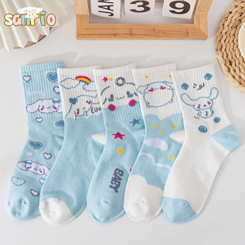 

Kawaii Sanrio Cinnamoroll Children Baby Cotton Socks Autumn Cartoon Cute Stockings Warm Breathable Anti-odor Boys Girls Socks
