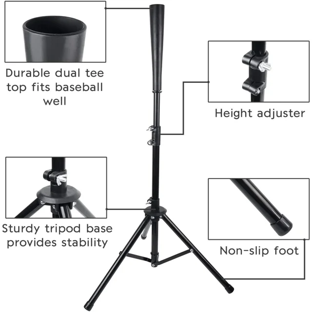 Baseball Batting Tee Tripod Adjustable 3