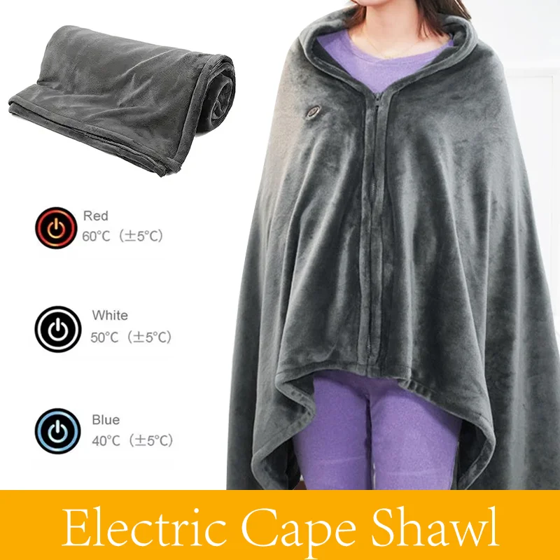 USB Heated Shawl Electric Heating Blanket Warmer Household Warmer Blanket Office Portable Wearable Body Heated Mat