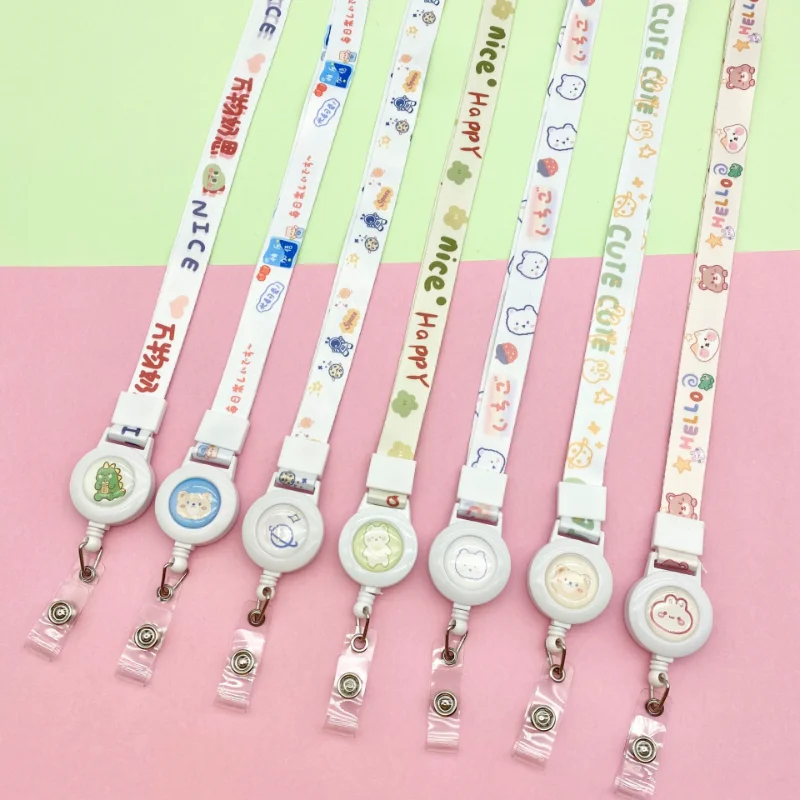 

Cute Badge Reel with Lanyard Lovely Cartoon Animal Fruit ID Card Lanyards Badge Holder Office Accessories Kawaii School Supplies