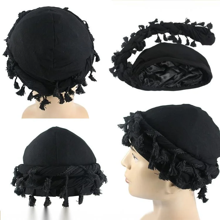 New Hot Selling Hats with Fur Edges, Headscarf Hats, Men's Hip-hop Personalized Pullover Hats, High-quality Satin Inner Twisted Tail Hats_voghion.com