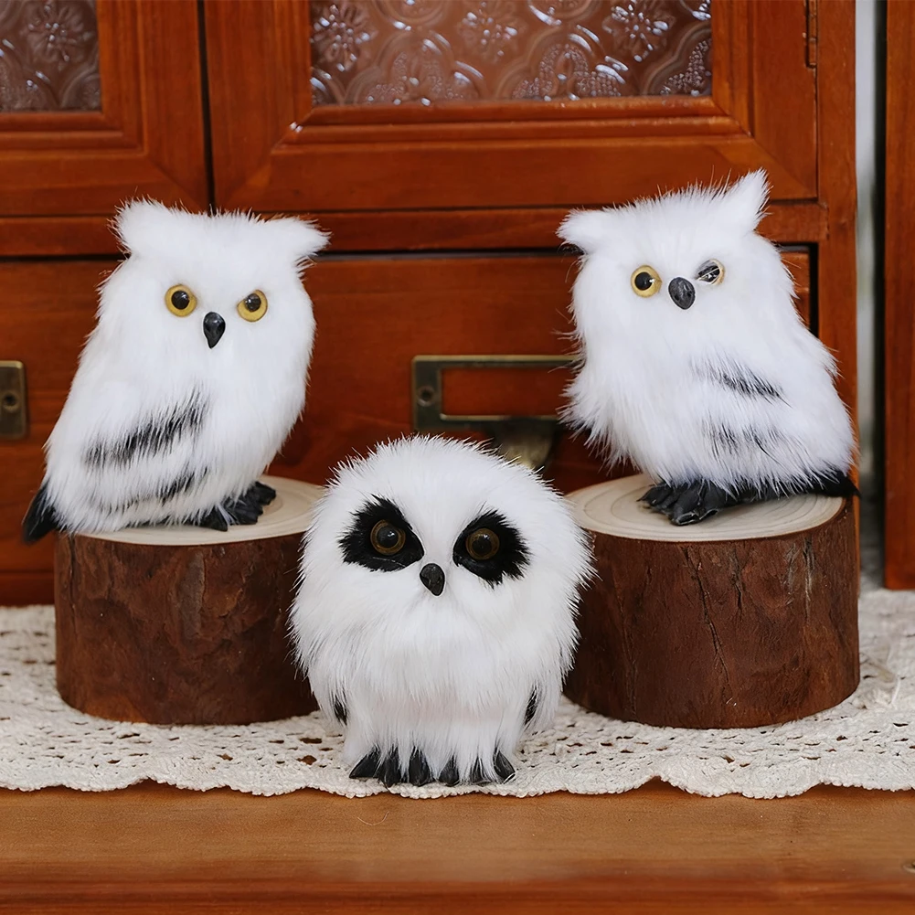 1Pc Foam Gift Grey&White Artificial Owl Model Lifelike Simulation Owl Garden Ornament Handicraft Vivid Furry Christmas Pendant