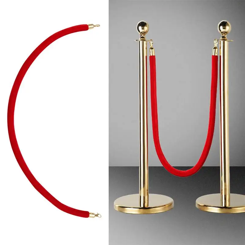 

Crowd Control Rope Barrier Rope Heavy Duty Industrial Hook Mirror Polished Self-Closing Buckle Velvet Cord 1PC