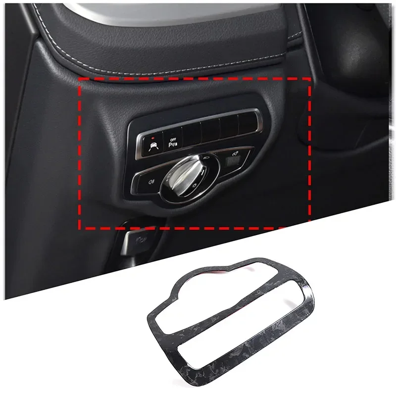 

For Mercedes-Benz G/C/V-Class GLC 2019-2022 Car Headlight Switch Decorative Frame Sticker Real Carbon Fiber Interior Accessories