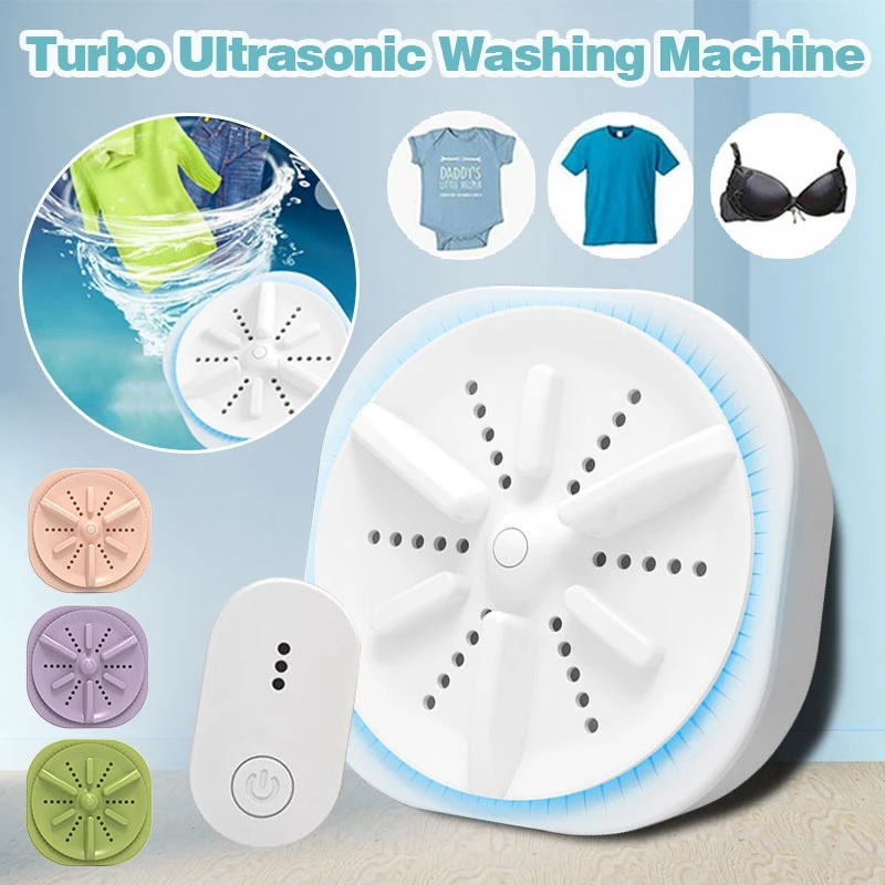 Ultrasonic Turbo Washing Machine for Underwear Socks Wash Portable Travel Washer Rotating Mini Washing Machine Home Appliance