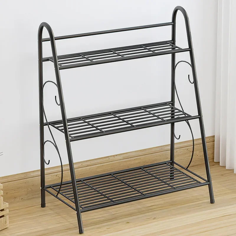 Three-layer Flower Shelf Iron Support for Plant Pots Floor Shoe Rack Sundries Display Holder Balcony and Garden Furniture