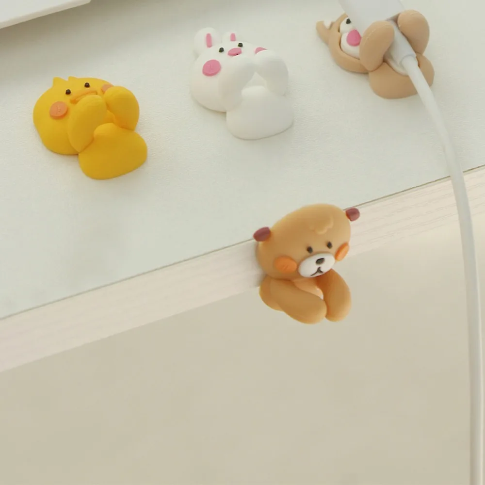 Self Adhesive Data Cable Holder Clip Cartoon Silicone Decoration Accessories Multipurpose Headphone Cable Fixer Office Desk 3
