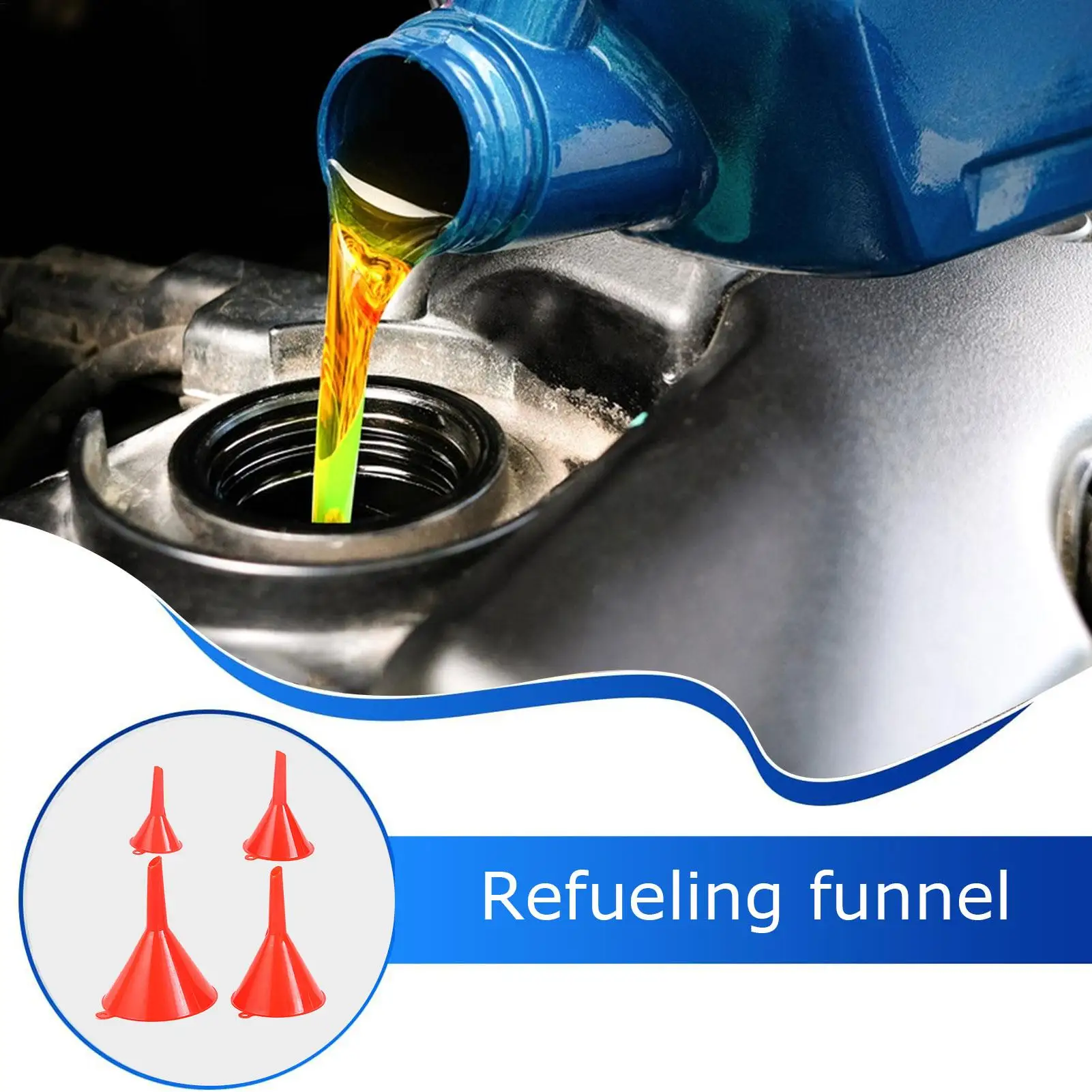 4pcs Funnels for Automotive Use Red Automotive Oil Funnel Set Wide Mouth Bottle Funnel Kitchen Funnel Flexible Oil Fill Funnel