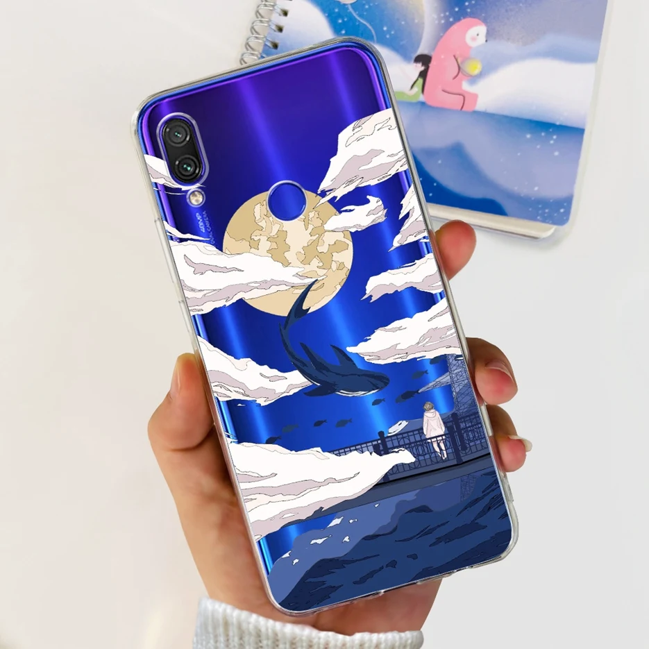 Fashionable Clear Silicone TPU Phone Case - Painted Design Cover