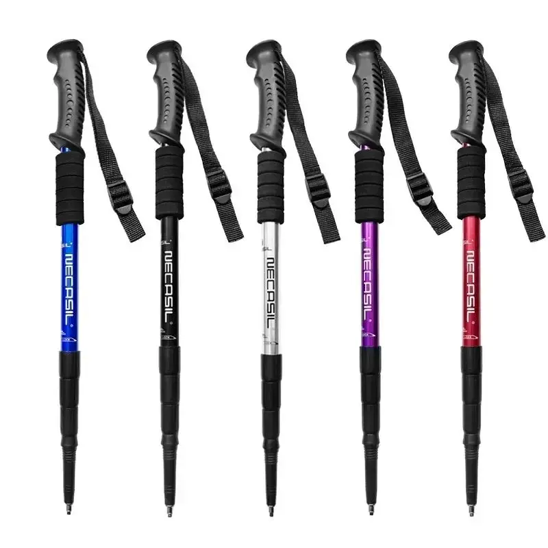 1pc Aluminium Alloy Teleskopic Stick Hiking Poles Bastão De Trekking Walking Stick Ultralight Absorber Walking Cane Alpenstock 5