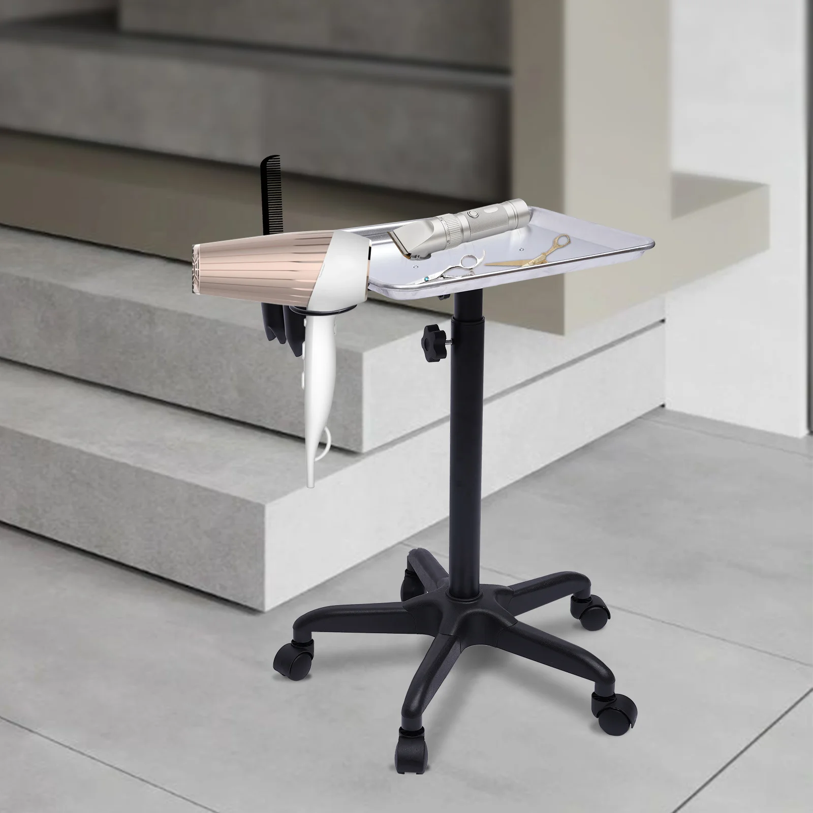 Description Picture 2 of itemSalon Trolley Storage Cart Beauty Hair Dryer Stylist Tools Barber Equipment Tray Adjustable Height