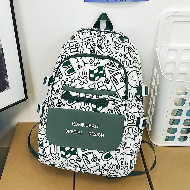 Korean School Backpack Girls Kpop Canvas Rucksack Big Knapsack School Back Bags For Teenage Travel Laptop Bags Unique Mochila