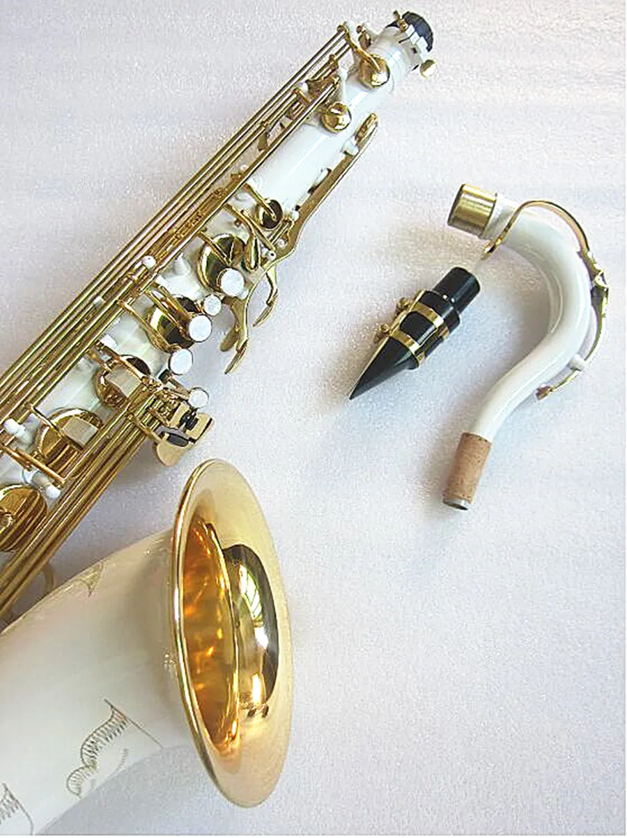 New Bb Tenor Saxophone Professional Brass White gold key Sax with Case Mouthpiece and Accessory