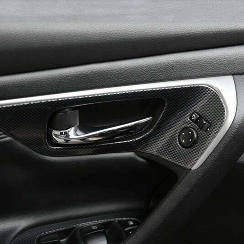 Koolstofvezel Binnendeur Handgreep Bekleding Paneelstrip Decoratie Voor Nissan Altima / Teana 2013 - 2018 Lhd