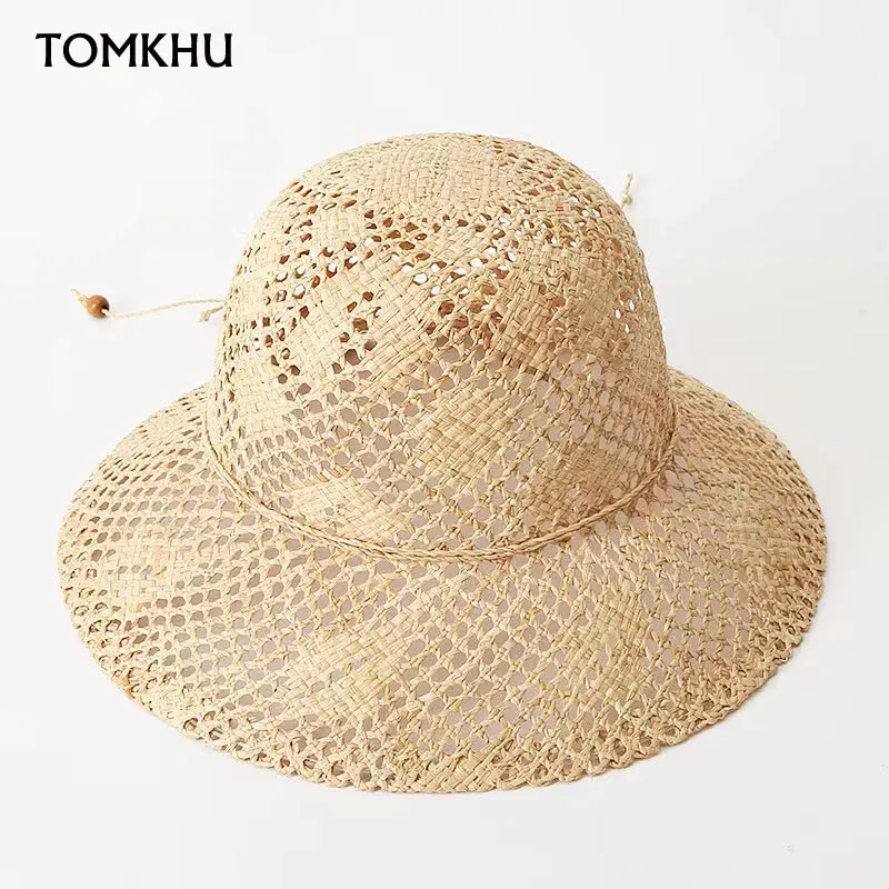 

2022 New Classical Handmade Raffia Straw Hats For Women Dome Fisherman Bucket Hat Ladies Summer Beach Vacation Sun Hat Fashion