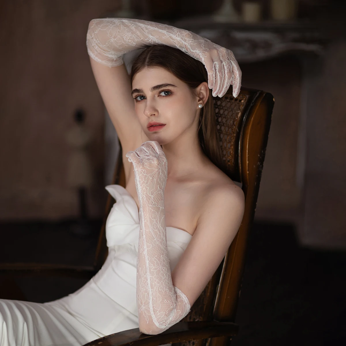 Yamobi Lange Spitzenhandschuhe Weiß - Elegante Braut-Handschuhe Für Hochzeit & Festliche Anlässe