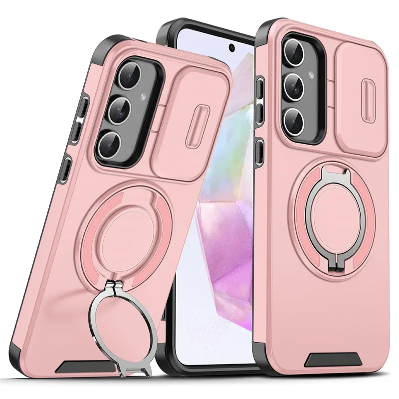 Premium Magnetic Phone Case with Ring Stand and Camera Protection