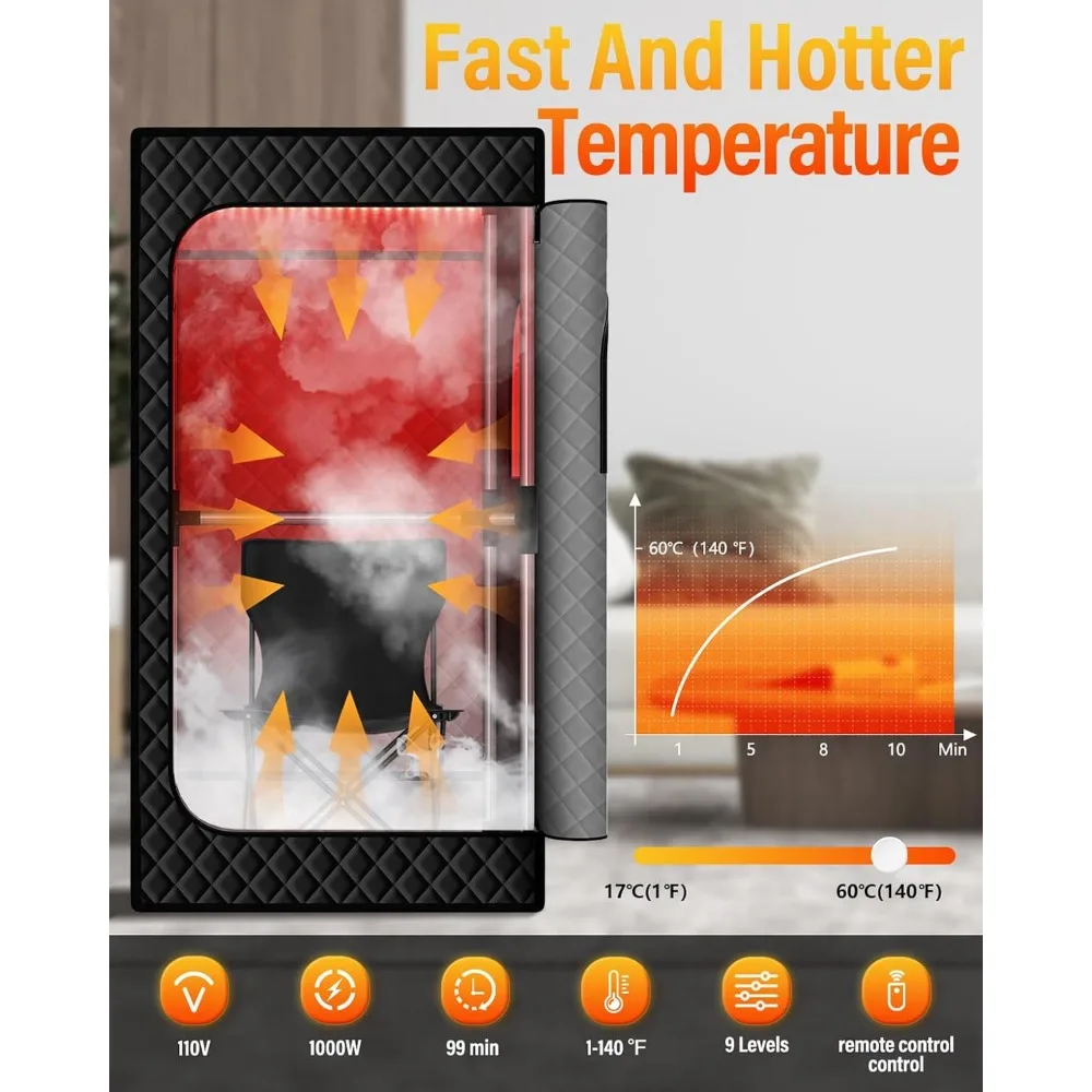 Upgraded Infrared Sauna Box, Portable Steam Sauna for Home with Steamer, Folding Chair, Multiple Layered Full Body Sauna Tent 2