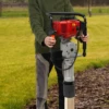 52CC T Post Driver Piledriver 2 Stroke Pile Driver Hammer Fence Post Driver Single Cylinder Air-Cooling w/ 3 Post Driving Head 4