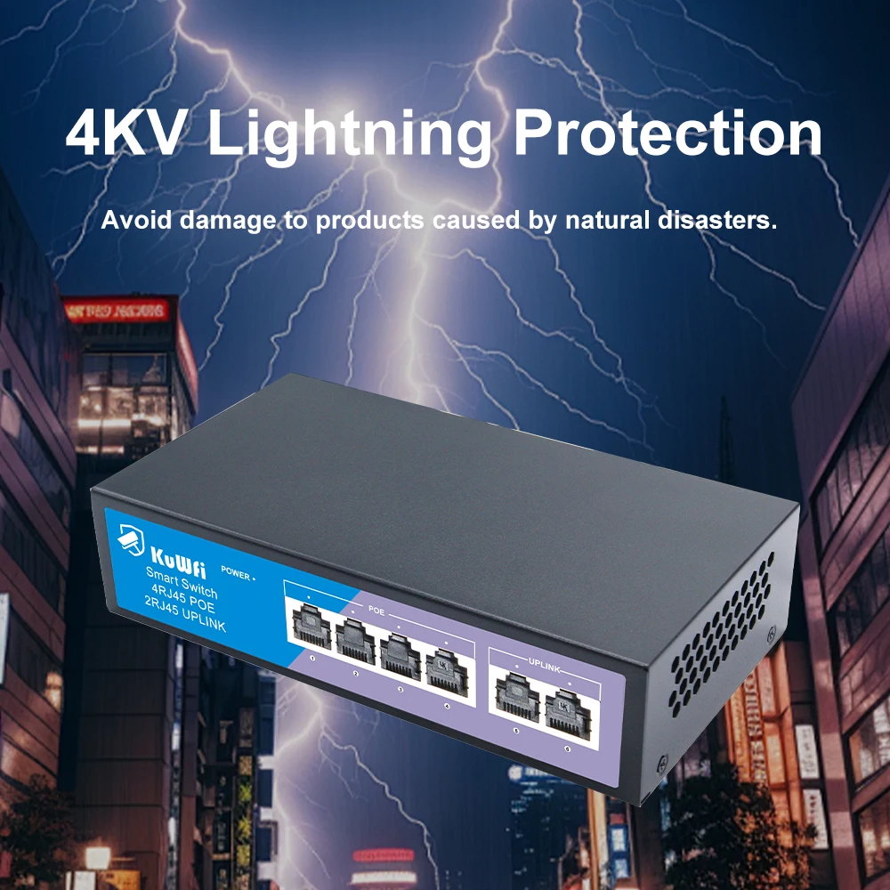 4/8Port POE Ethernet Network Switch 100Mbps 48V POE Fast RJ45 Uplink Port Support CCTV IP Camera Wireless AP Router