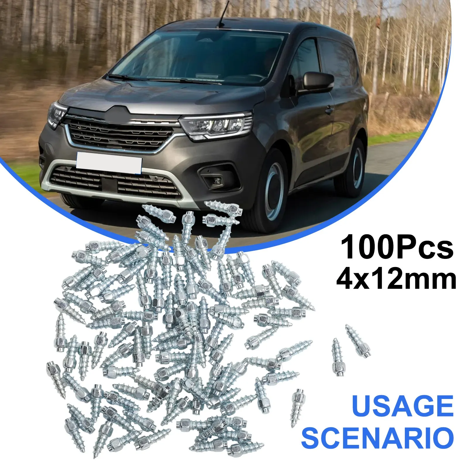 ATV Tire Studs Snow Tire Studs 4x12 Mm Size Aluminum Material Easy Installation High Reliability Winter Driving