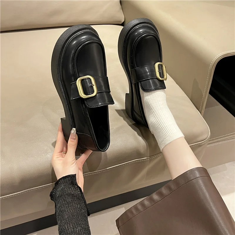 

Туфли-оксфорды женские с круглым носком, туфли с закрытым носком, без застежки, повседневные туфли на плоской подошве, в британском стиле