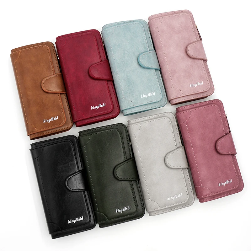 Long buckle women's wallet, zero wallet, multi-color card holder, mobile phone bag, handheld bag, card bag