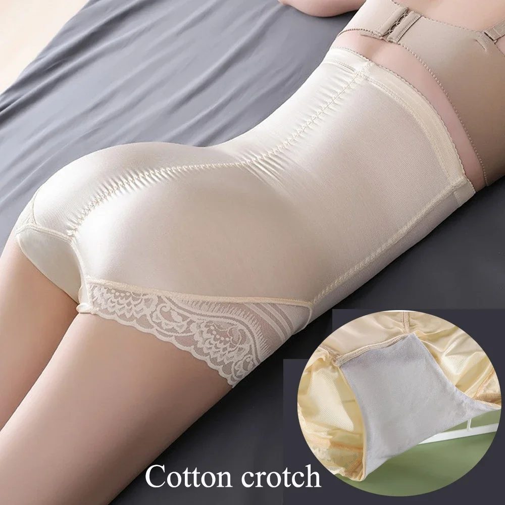 High Waist Tummy Control Shapewear Shorts with Lace Seamless Compression Shaping Underwear Women