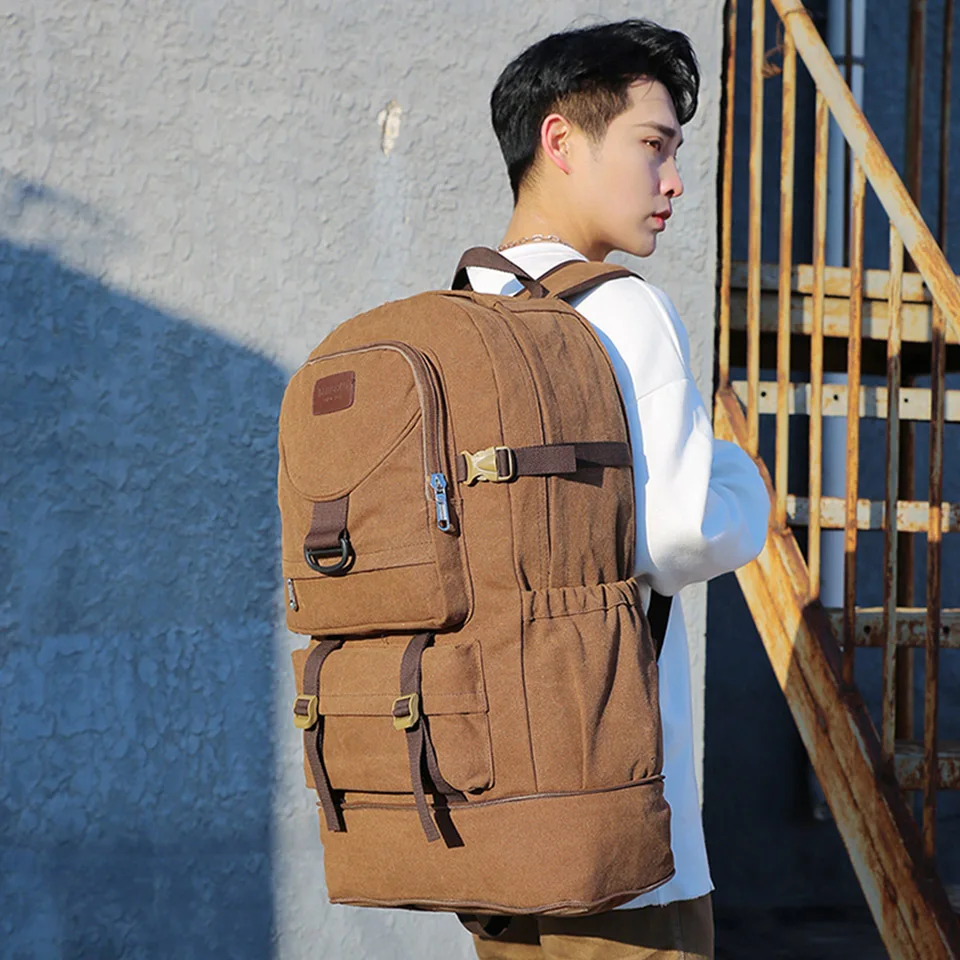 Large Capacity Canvas Travel Backpack Korean Version Fashionable Men And Women's Outdoor Tactical Training High-Quality Backpack