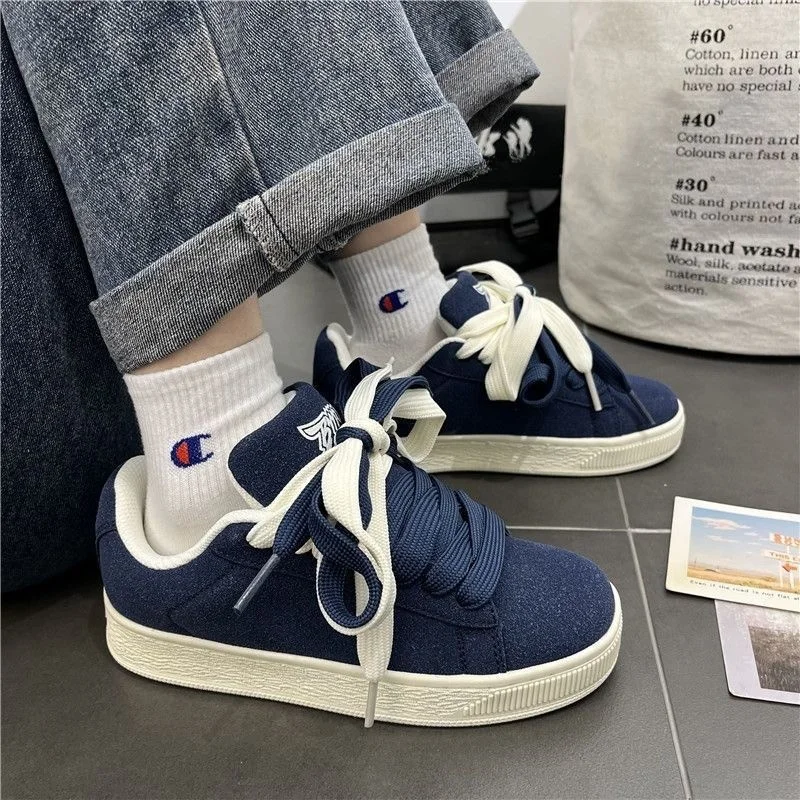 트렌드 여성 청키 스니커즈 패션 레이스 캐주얼 신발 여성용 고품질 라운드 헤드 보드 슈즈 디자이너 신발 Zapatos Mujer