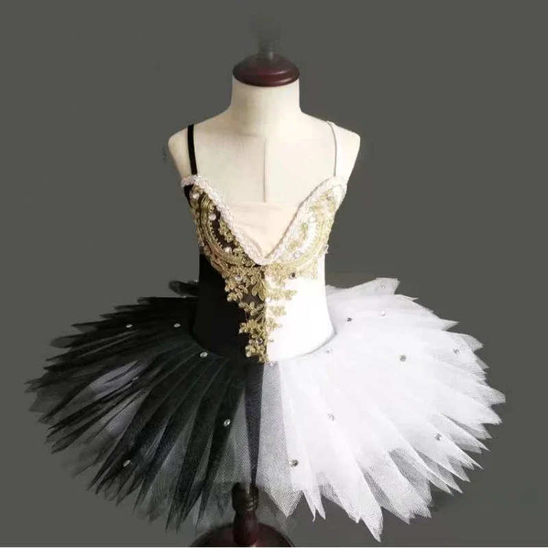 Professional classical Pancake Tutu costume Black swan white swan ballet skirt Ballet skirt for girls Dance Kids women Leotard