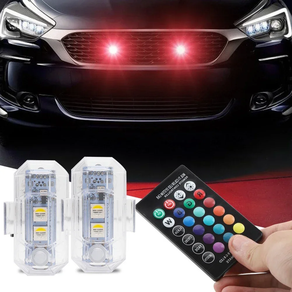 Feu stroboscopique LED pour drone montrant ses différentes couleurs et modes d'éclairage, parfait pour localiser l'appareil.