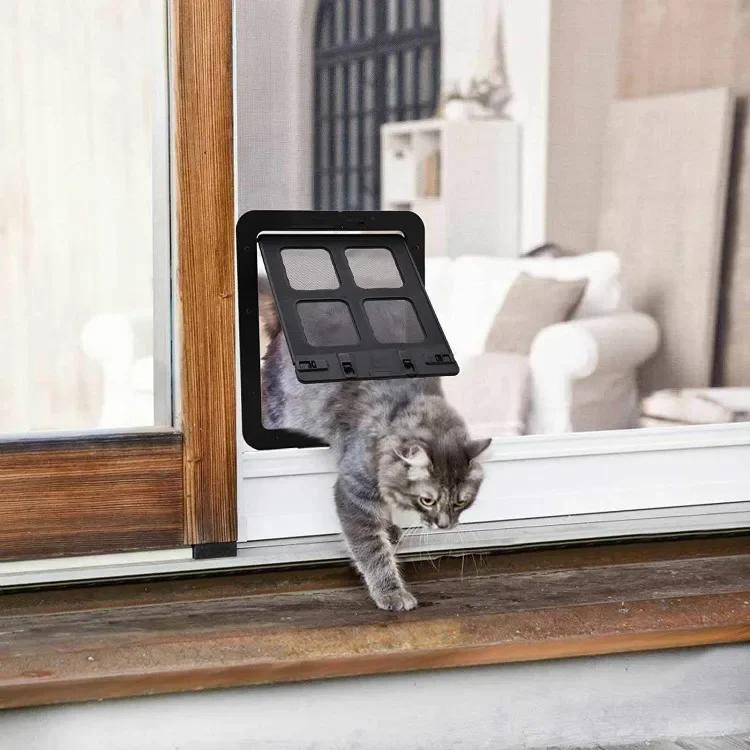 Pet Door Safe Lockable Magnetic Screen Outdoor Dogs Cats