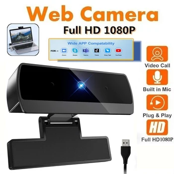 Webcam 1080P con Microfono, Videocamera Full HD per Videochiamate Zoom/Skype/Teams, Plug and Play per Windows e Mac