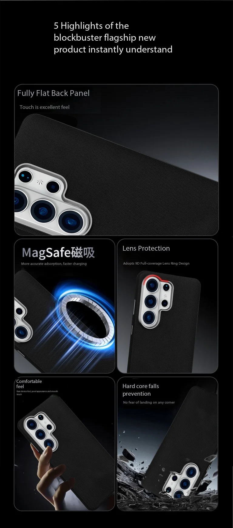 Original TechWoven für MagSafe Magnetische Hülle Samsung Galaxy S26 Edge S25 Ultra S24 S23 Kabelloses Laden Webtextur-Cover – Detail 3