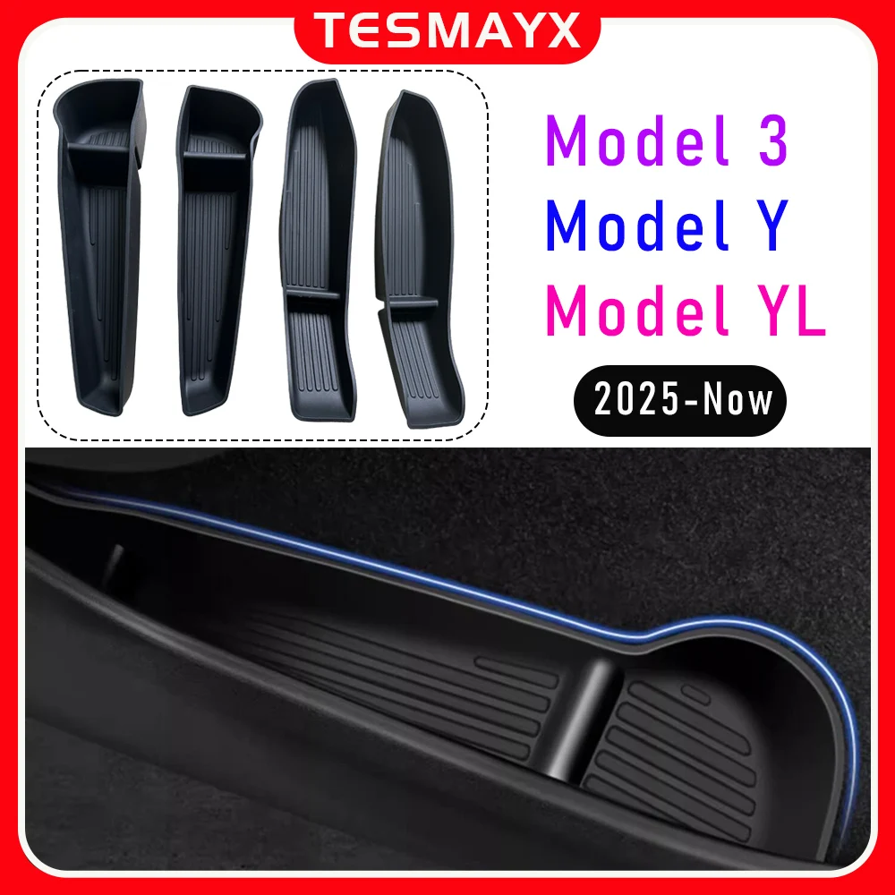 Door Side Storage Box and Trash Can for 2025 2026 Tesla Model 3 Y Juniper Model YL Accessories Door Insert Tray Organizer Liners
