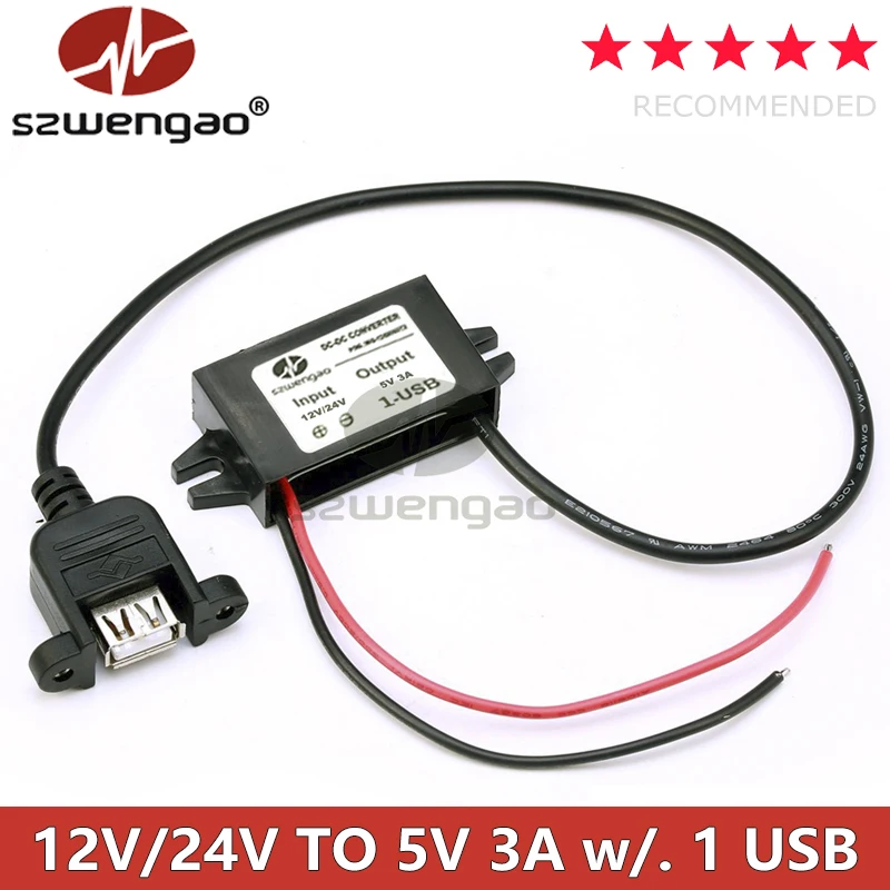 Universal Car USB Type-C Power Converter with Reverse Protection - 15W 5V 3A Output