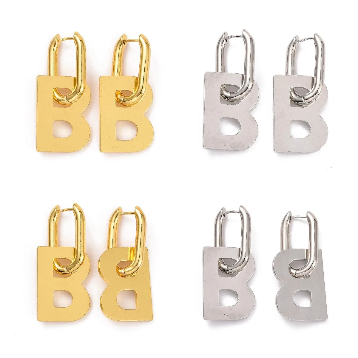 

Kissitty 4 Pairs 2 Colors Letter B Initial Brass Dangle Hoop Earrings For Women Drop Earrings Jewelry Findings Gift