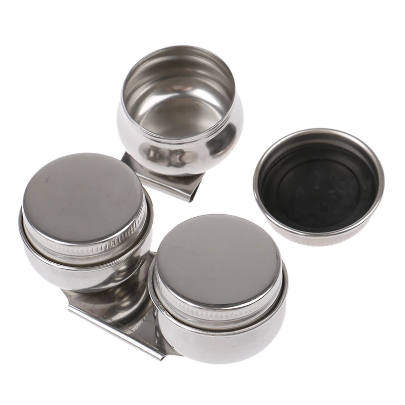 Stainless Steel Drum Painting Palette Oil Paint Pot Single Double Hole Dipper Easy Clean Drawing Tools Art Painting Supplies color palette paint pots
