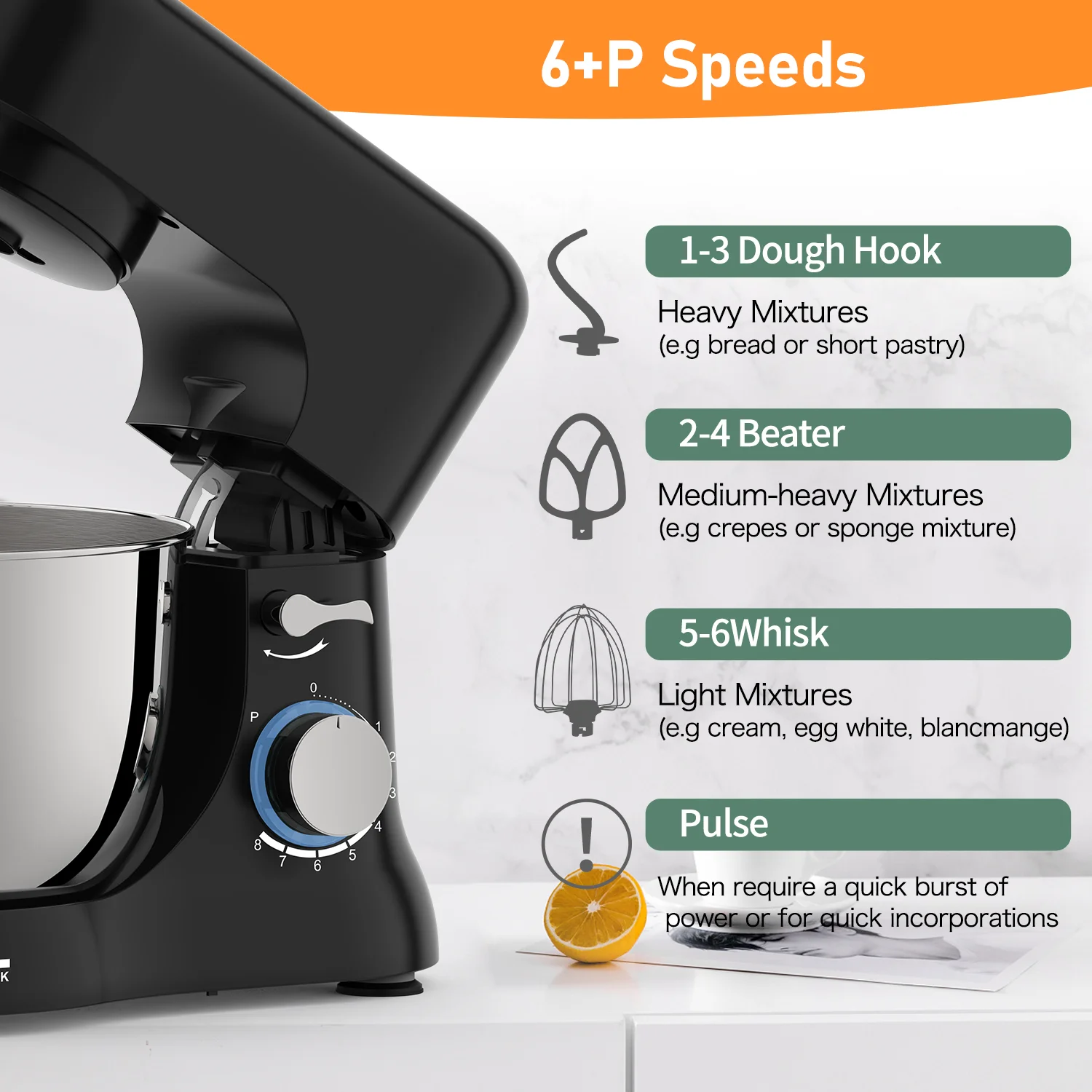 GQF-SM1509 Stand Mixer 4.5L 1000W Copper and Aluminum Motor ABS Plastic Shell Chef Machine With Whisk for Kneading Dough