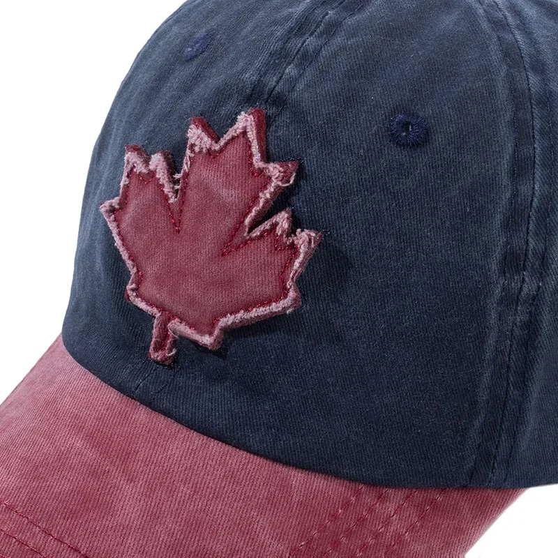 Unisex gewaschene Baumwolle Vintage Kappe Kanada große Ahornblatt Stickerei Baseball mütze Männer und Frauen Outdoor-Sport hüte – Detail 7