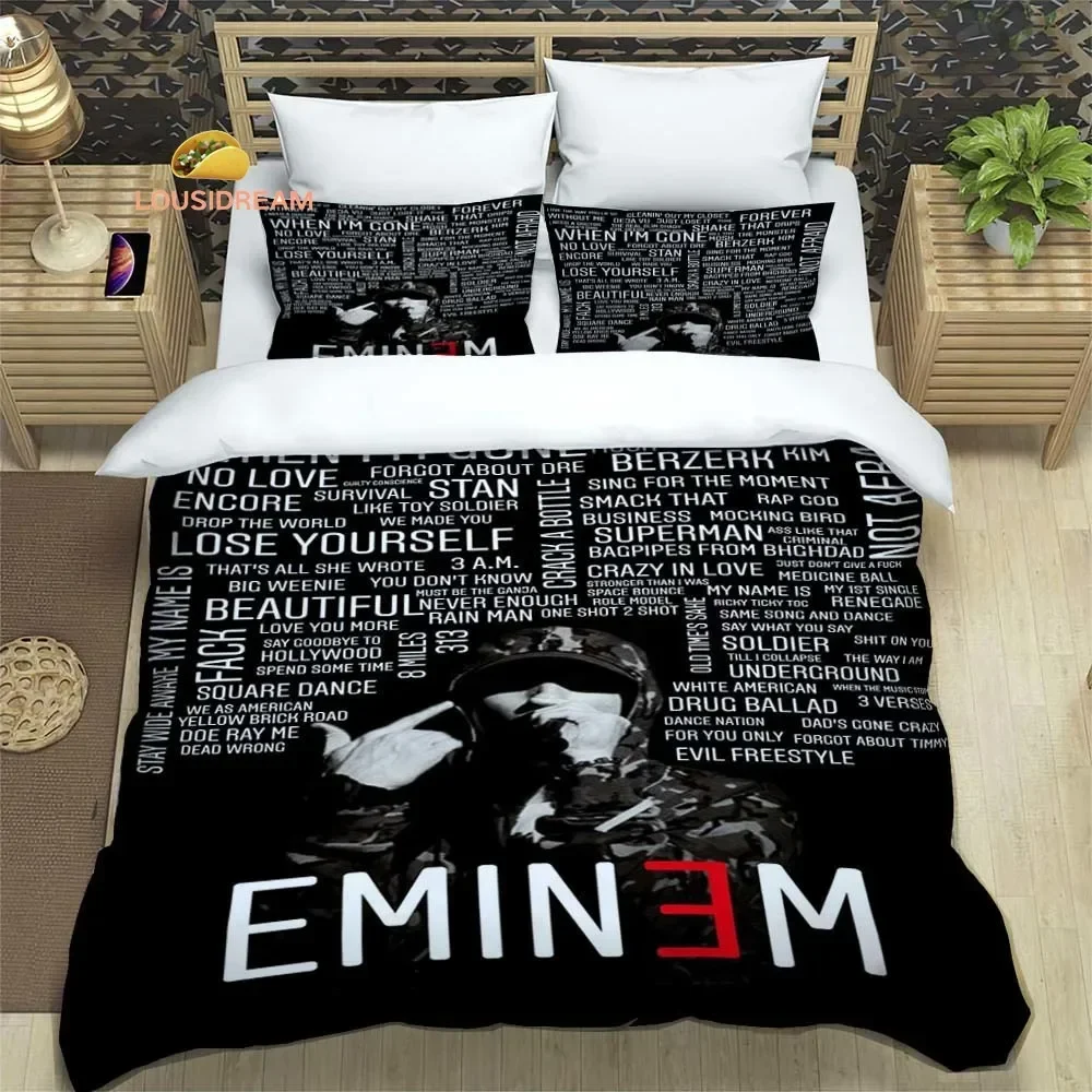 

Hiphop Rapper Eminem Sheets Quilt Covers Bedding Dormitory Sheets Three-piece Bedding Set Three-piece Soft Warm Bedding Set