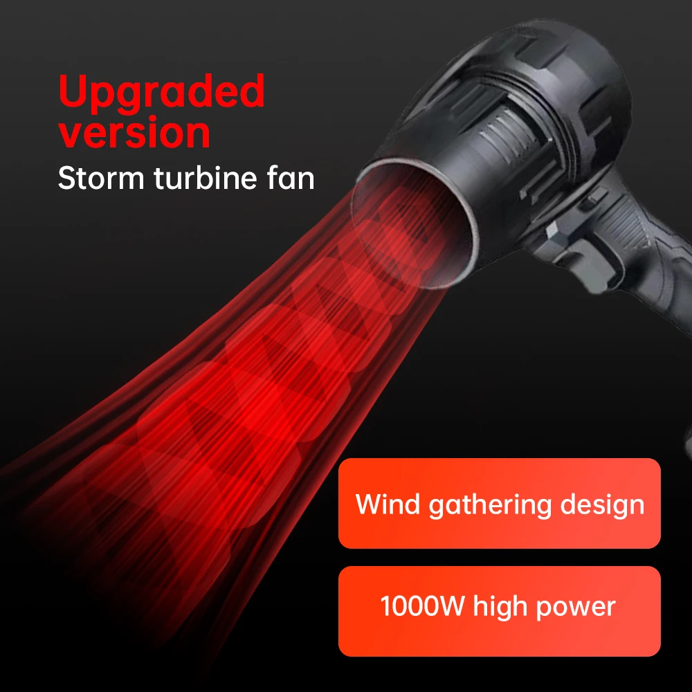 1000W Turbo Fan Violent Air Gun 500g Thrust Stepless Speed High Power Turbofan Leaf Blower Handheld Jet Fan for Makita Battery 2