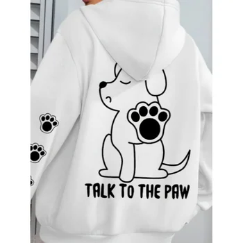 2025 الأوروبية والأمريكية الساخن بيع مطبوعة الكلب الحوار باو هوديي البلوز موضة الاتجاه بلوزة فضفاضة 5